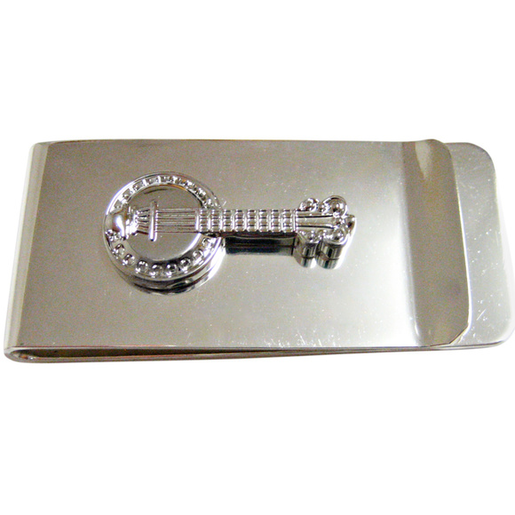 Deering Silver Clipper Banjo & Case – Elderly Instruments Silver Toned Banjo Musical Instrument Money Clip